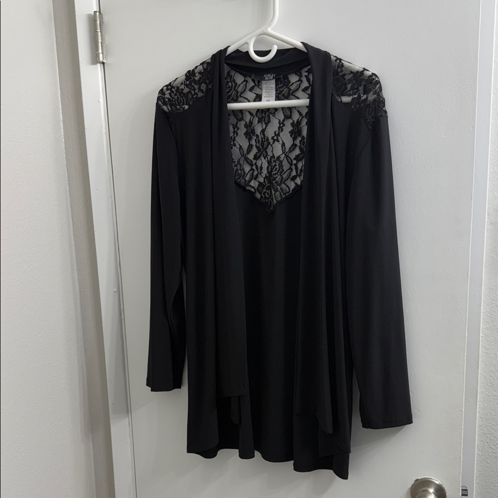 Ashley Blue Black Lace Detail Blazer